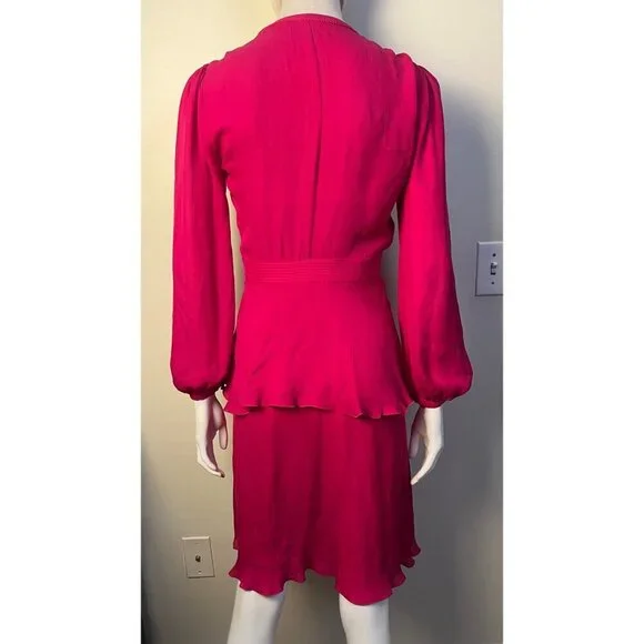 ROBERTO CAVALLI PEASANT BOHO PINK SILK MIDI TIERED DRESS 40 4 - Picture 11 of 15